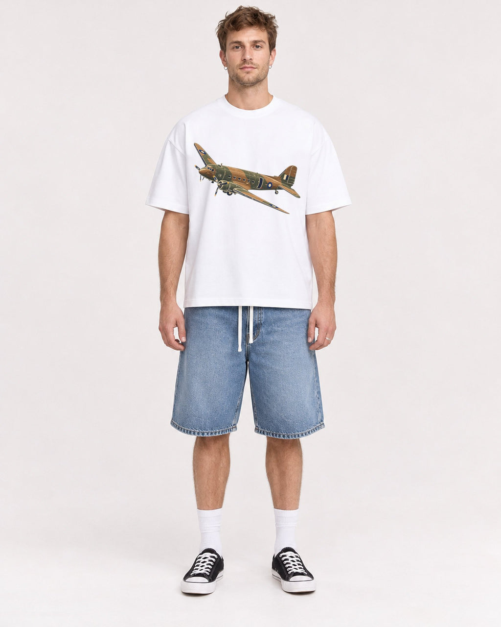 Mockup Boxy Heavyweight Tee White male full-body 08