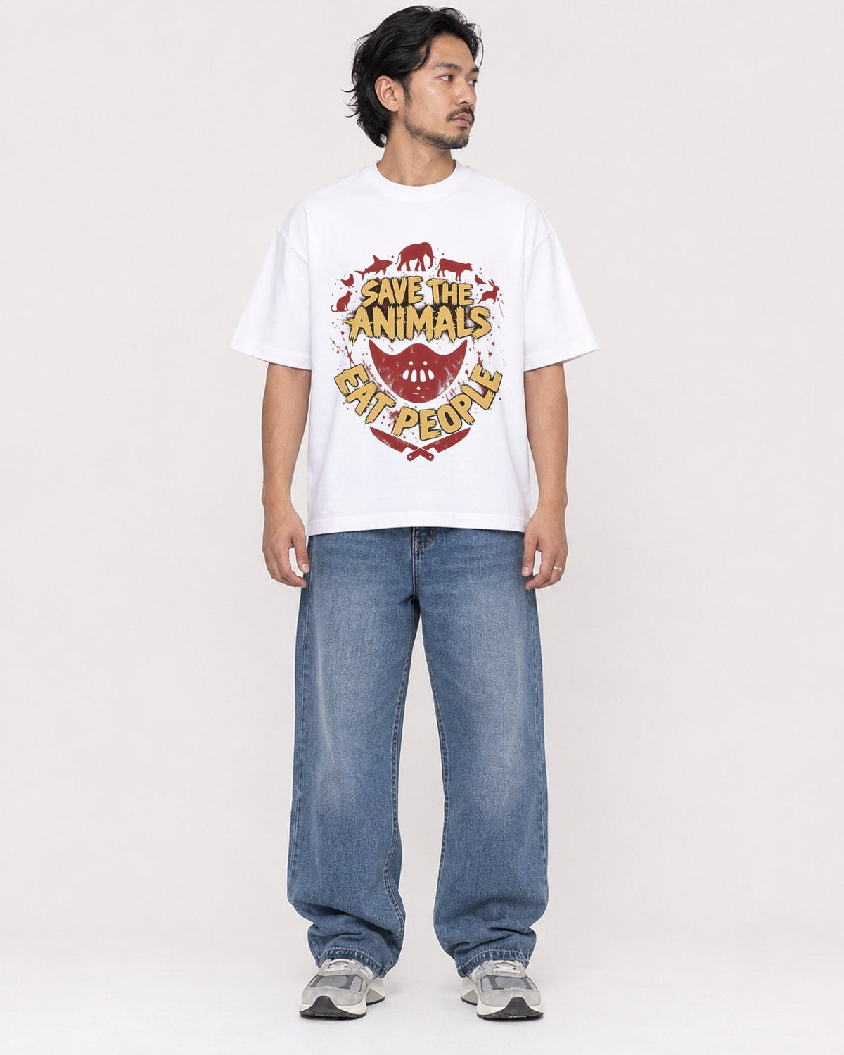 Mockup Boxy Heavyweight Tee White male full-body 22