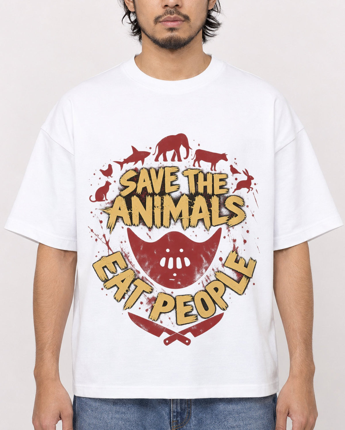 Mockup Boxy Heavyweight Tee White male close-up 22