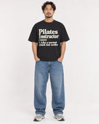 Mockup Boxy Heavyweight Tee Black male full-body 02