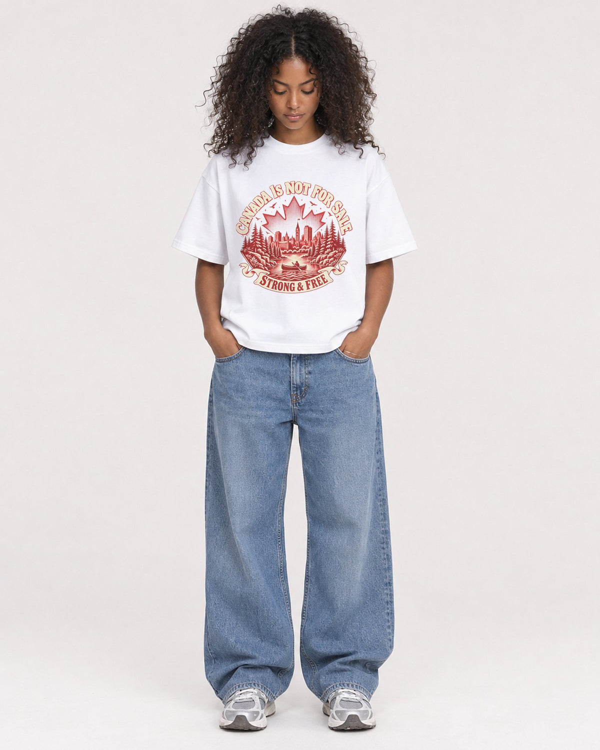 Mockup Boxy Heavyweight Tee White female full-body 05