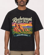 Mockup Boxy Heavyweight Tee Black male close-up 04