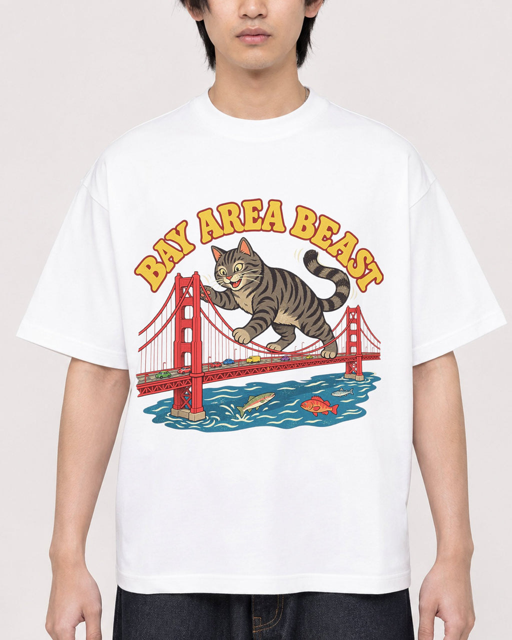 Mockup Boxy Heavyweight Tee White male close-up 11