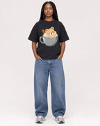 Mockup Boxy Heavyweight Tee Black female full-body 04