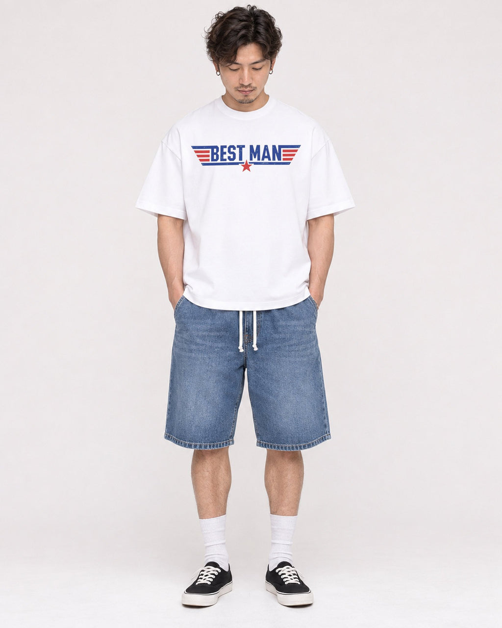 Mockup Boxy Heavyweight Tee White male full-body 03