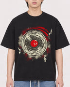 Mockup Boxy Heavyweight Tee Black male close-up 11