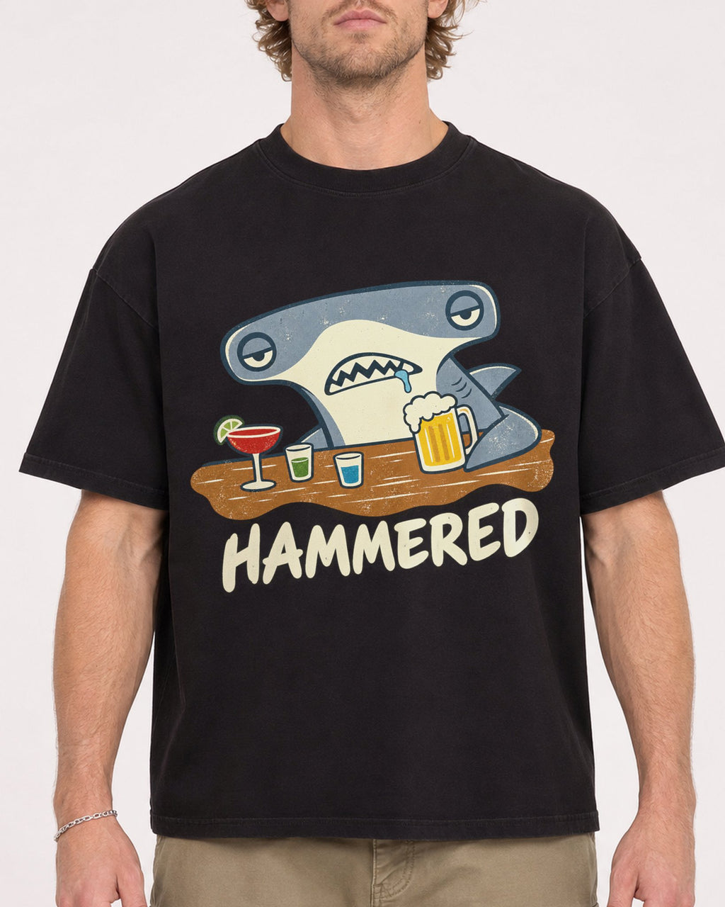 Mockup Boxy Heavyweight Tee Black male close-up 28