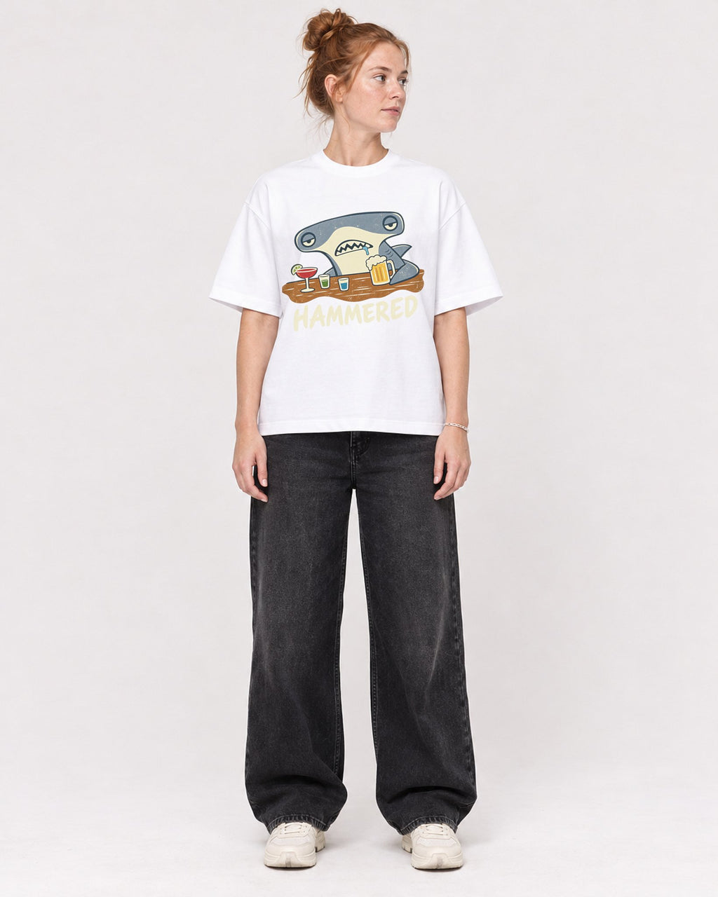Mockup Boxy Heavyweight Tee White female full-body 28