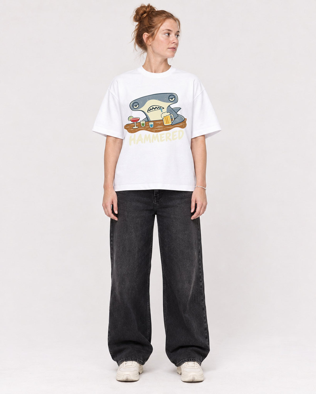 Mockup Boxy Heavyweight Tee White female full-body 28
