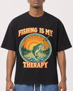 Mockup Boxy Heavyweight Tee Black male close-up 15