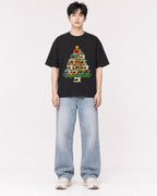 Mockup Boxy Heavyweight Tee Black male full-body 01
