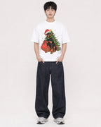 Mockup Boxy Heavyweight Tee White male full-body 01