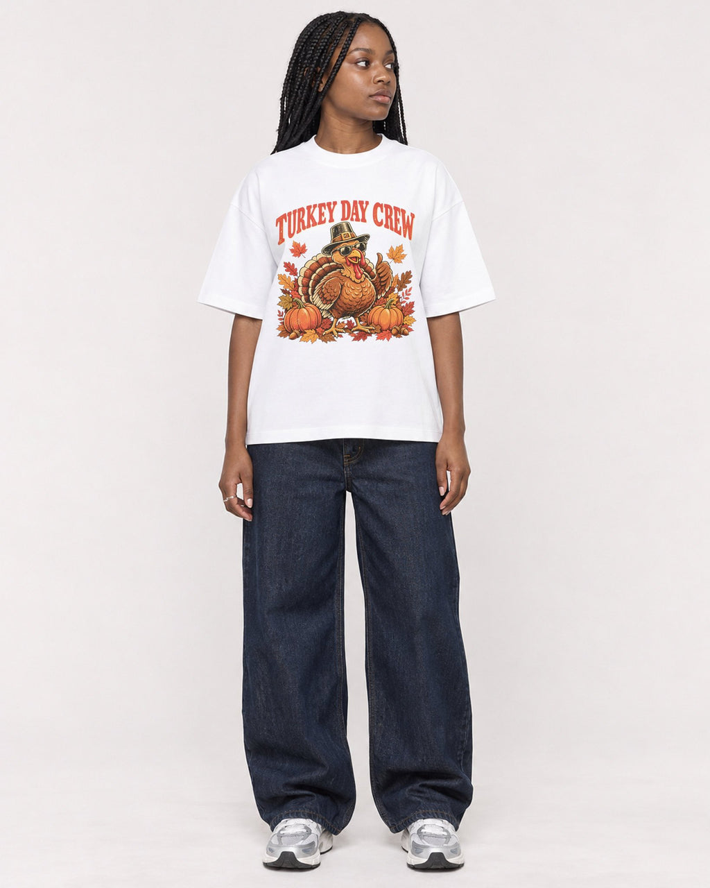 Mockup Boxy Heavyweight Tee White female full-body 04