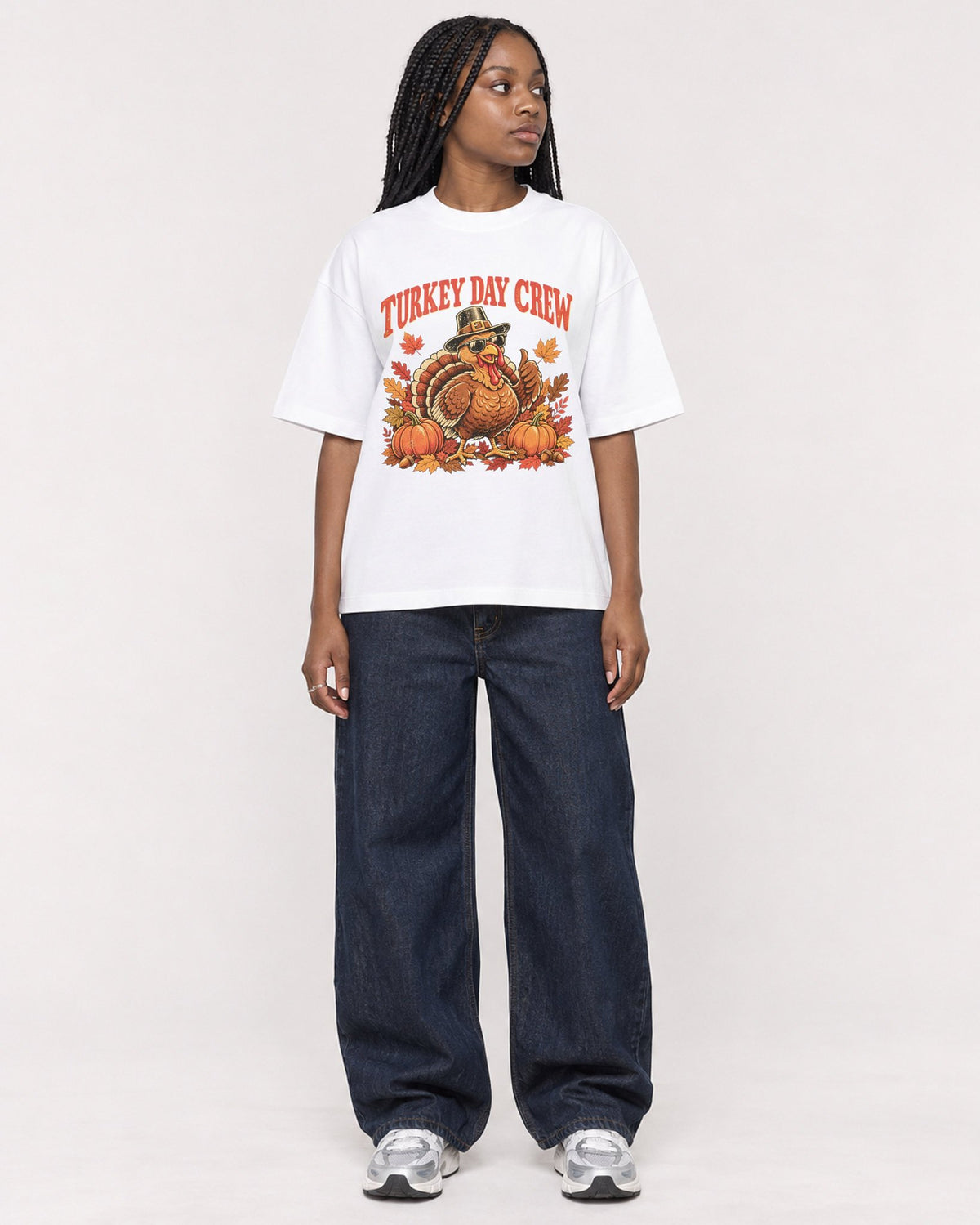 Mockup Boxy Heavyweight Tee White female full-body 04