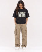 Mockup Boxy Heavyweight Tee Black female full-body 02