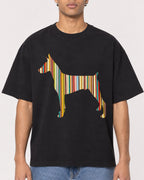 Mockup Boxy Heavyweight Tee Black male close-up 10