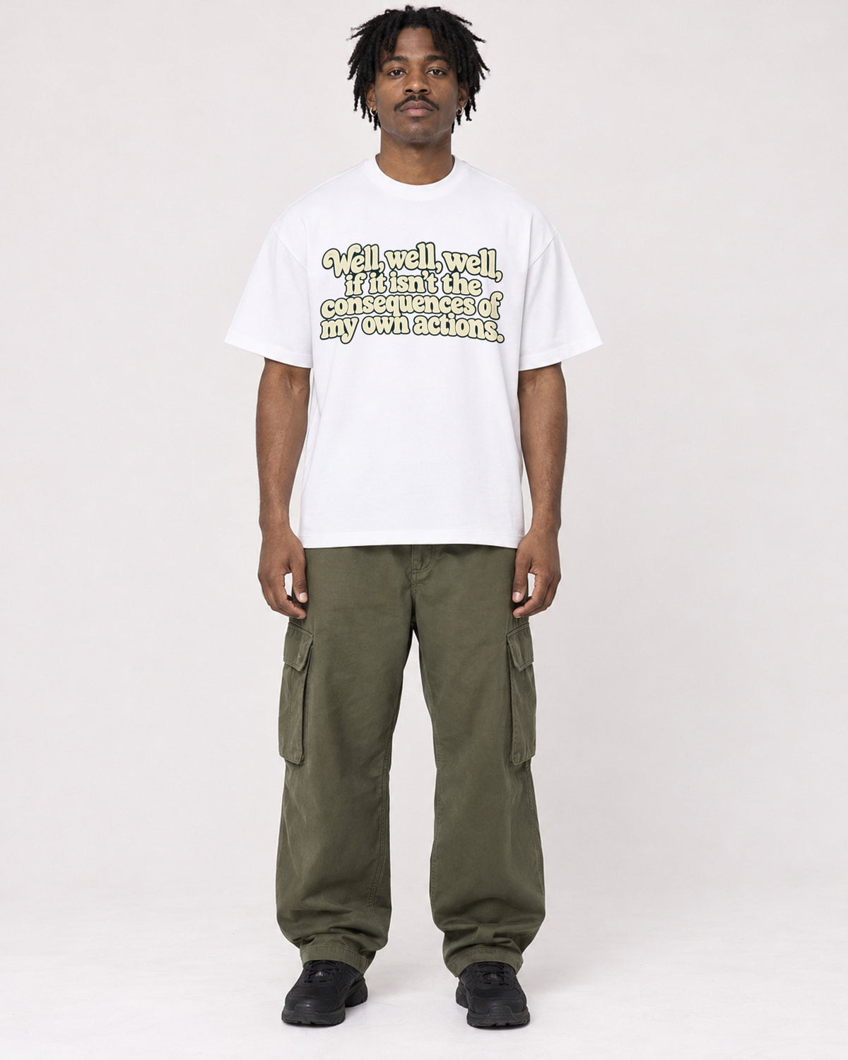 Mockup Boxy Heavyweight Tee White male full-body 04