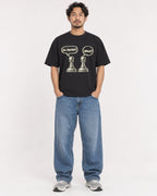 Mockup Boxy Heavyweight Tee Black male full-body 02