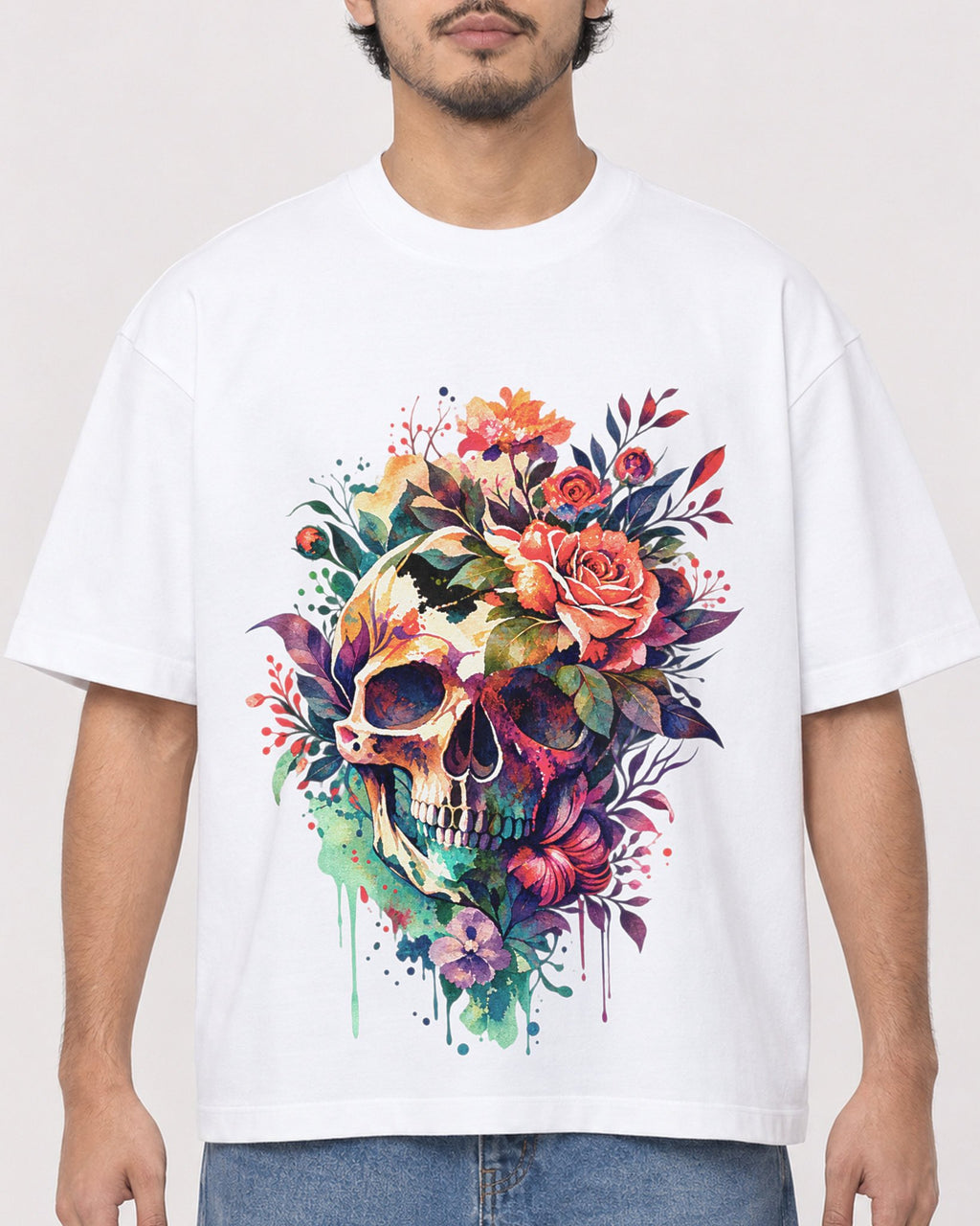 Mockup Boxy Heavyweight Tee White male close-up 02