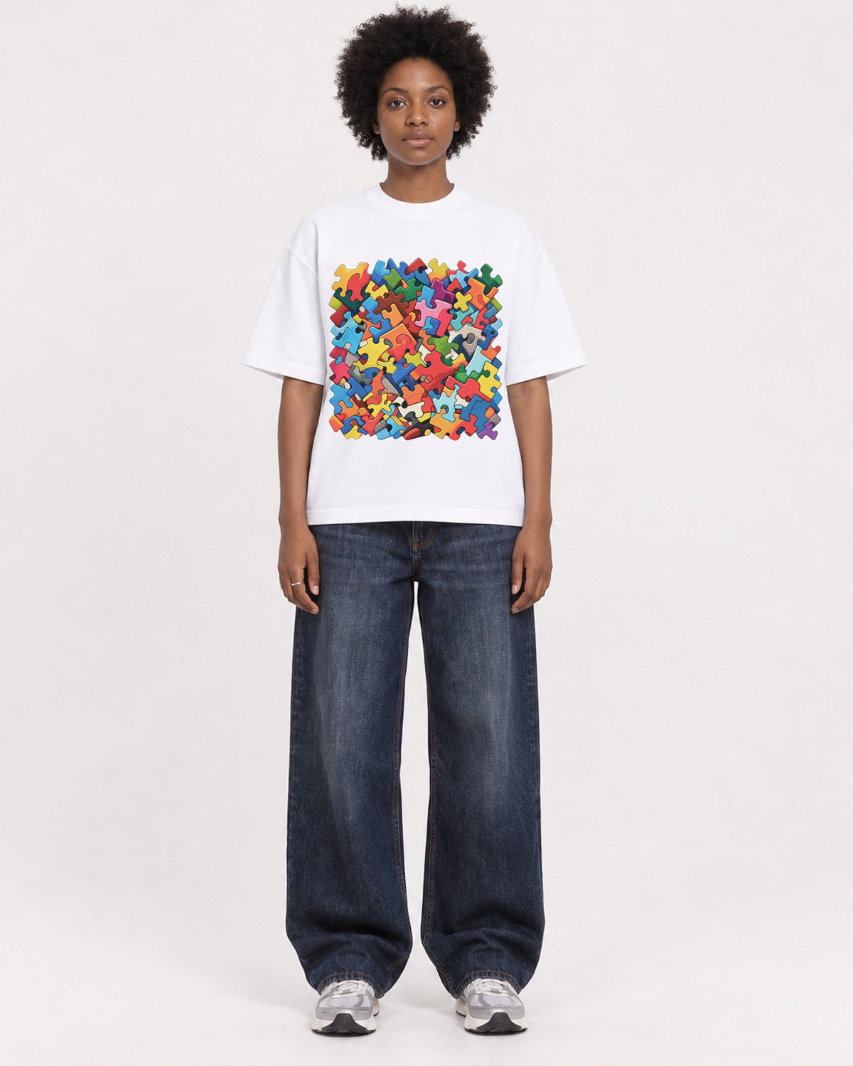 Mockup Boxy Heavyweight Tee White female full-body 14