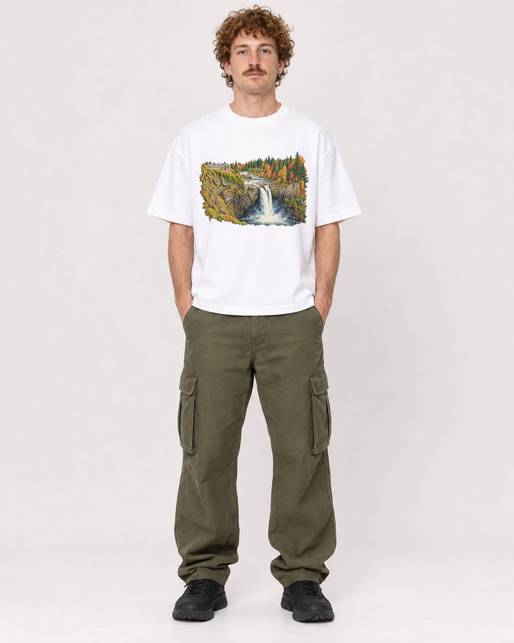 Mockup Boxy Heavyweight Tee White male full-body 09