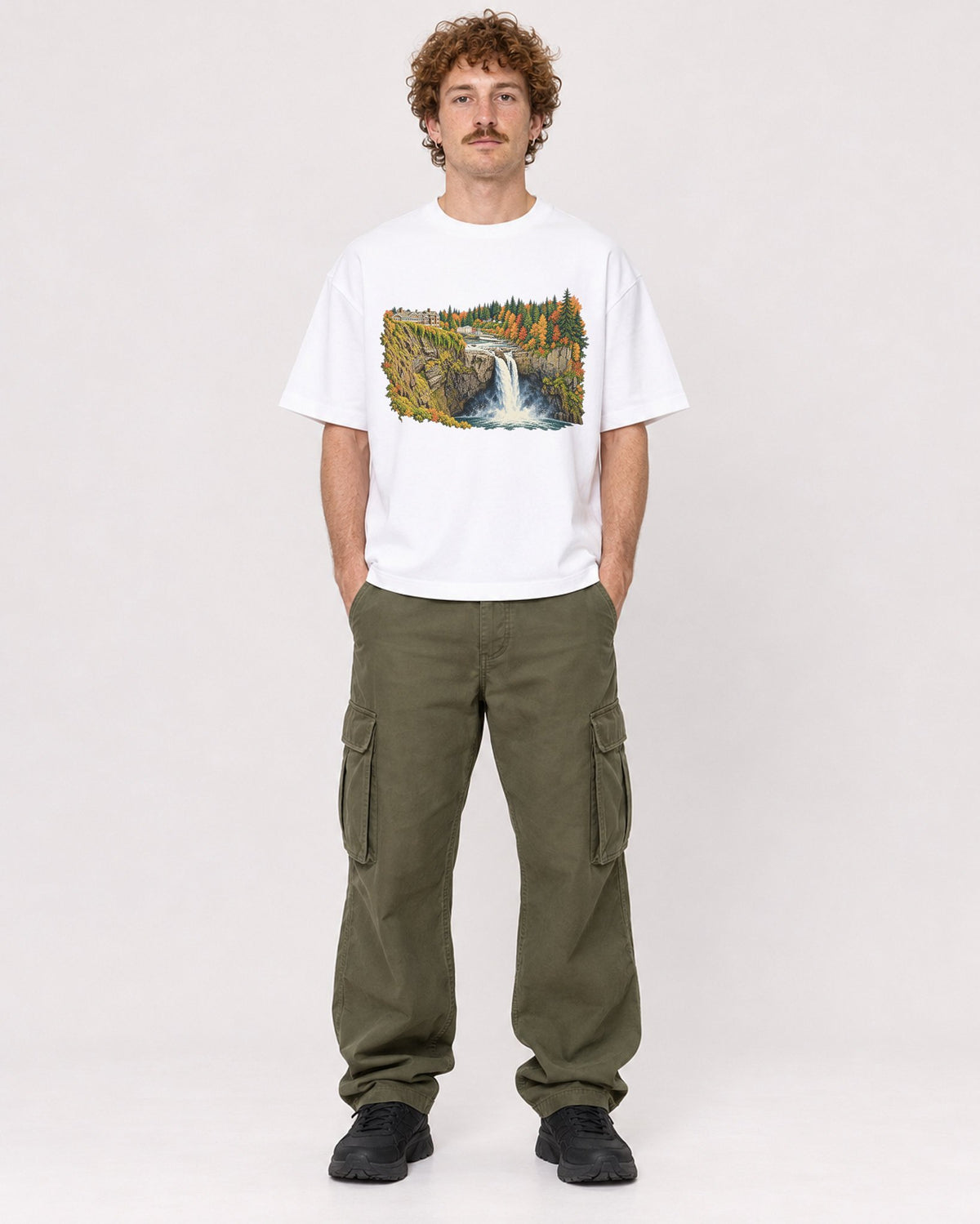Mockup Boxy Heavyweight Tee White male full-body 09