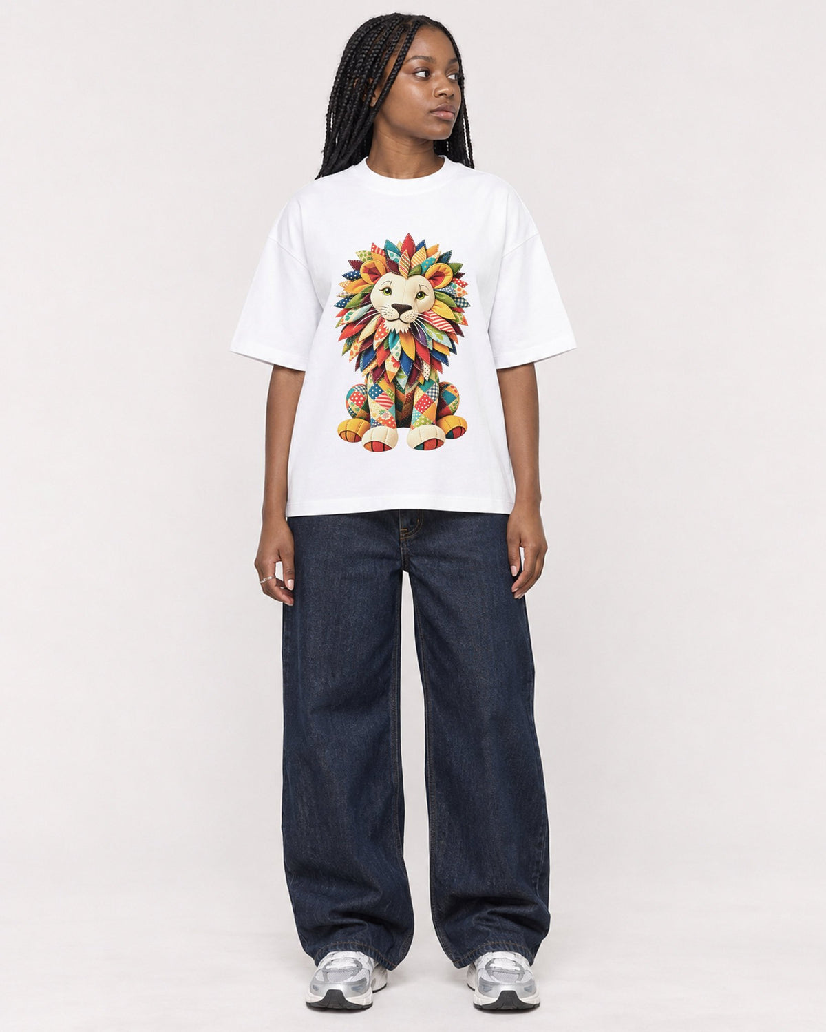 Mockup Boxy Heavyweight Tee White female full-body 04