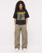 Mockup Boxy Heavyweight Tee Black female full-body 10