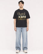 Mockup Boxy Heavyweight Tee Black male full-body 13