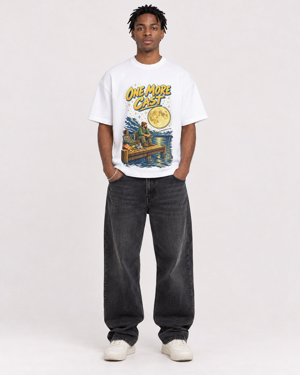 Mockup Boxy Heavyweight Tee White male full-body 05