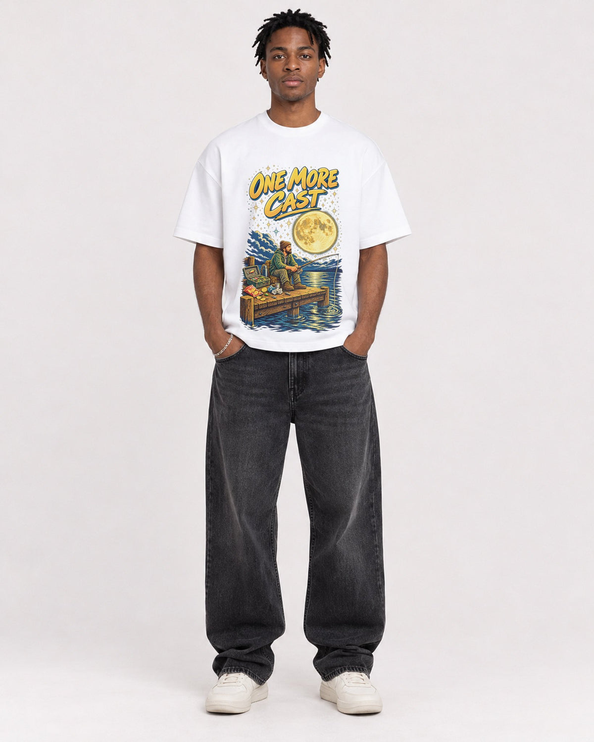 Mockup Boxy Heavyweight Tee White male full-body 05