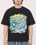 Mockup Boxy Heavyweight Tee Black male close-up 03