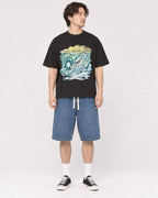 Mockup Boxy Heavyweight Tee Black male full-body 03