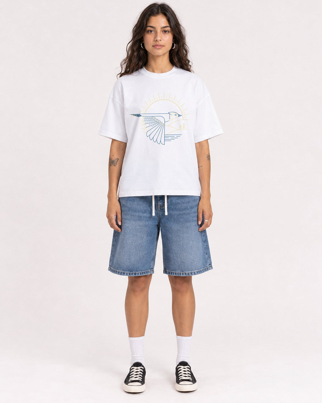 Mockup Boxy Heavyweight Tee White female full-body 06