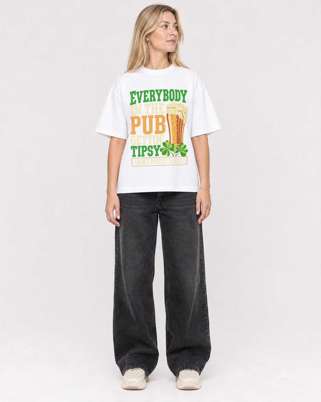 Mockup Boxy Heavyweight Tee White female full-body 08