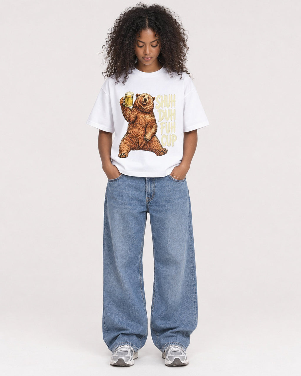 Mockup Boxy Heavyweight Tee White female full-body 05