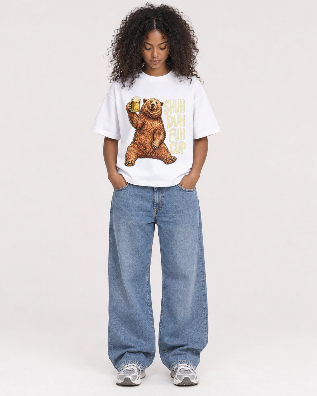Mockup Boxy Heavyweight Tee White female full-body 05