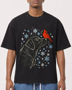 Mockup Boxy Heavyweight Tee Black male close-up 15