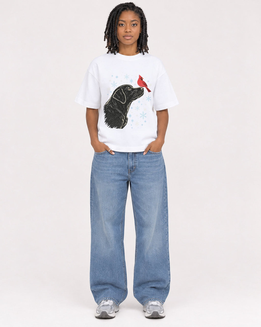 Mockup Boxy Heavyweight Tee White female full-body 15