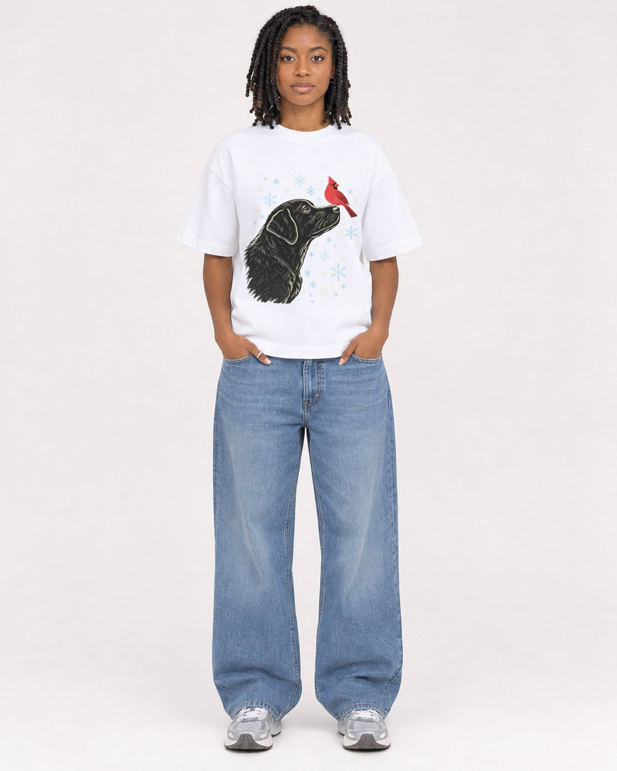Mockup Boxy Heavyweight Tee White female full-body 15
