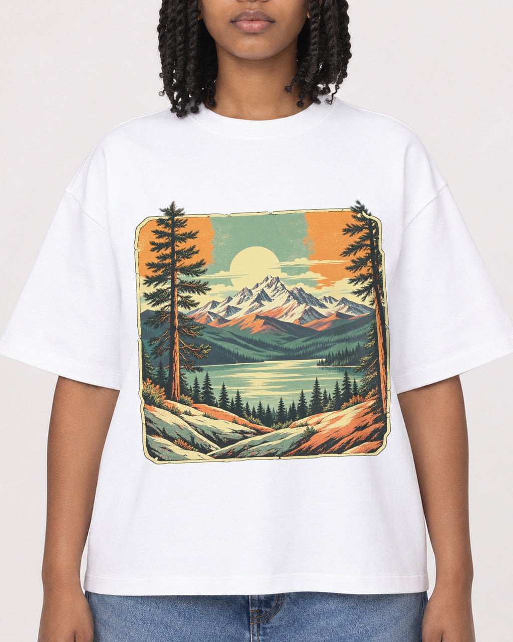 Mockup Boxy Heavyweight Tee White female close-up 15