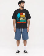 Mockup Boxy Heavyweight Tee Black male full-body 07