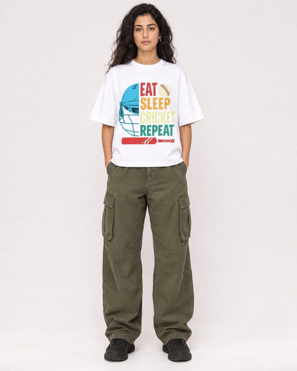 Mockup Boxy Heavyweight Tee White female full-body 07