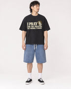 Mockup Boxy Heavyweight Tee Black male full-body 23