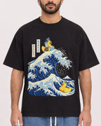Mockup Boxy Heavyweight Tee Black male close-up 27