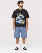 Mockup Boxy Heavyweight Tee Black male full-body 27