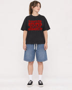 Mockup Boxy Heavyweight Tee Black female full-body 29