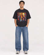 Mockup Boxy Heavyweight Tee Black male full-body 10