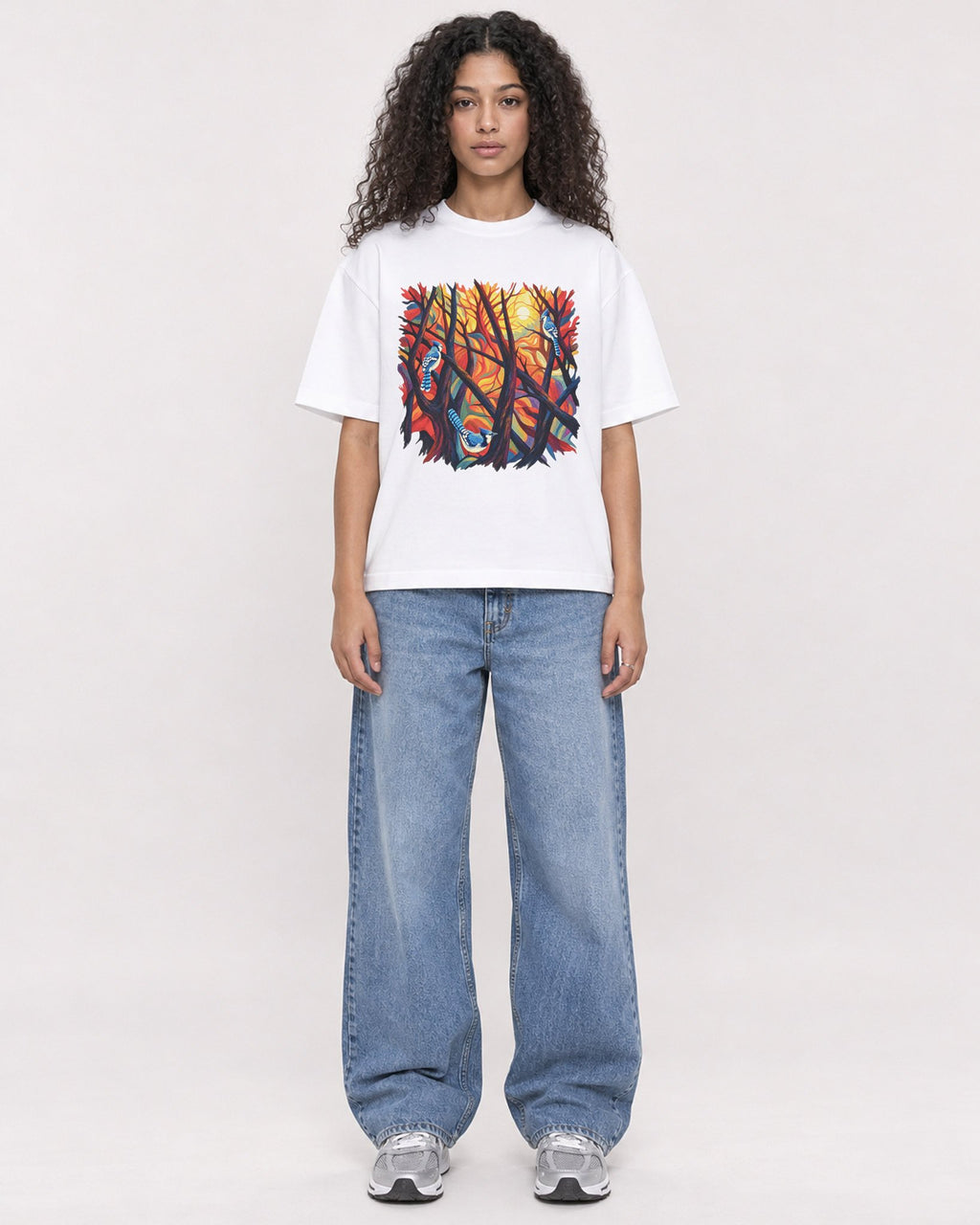Mockup Boxy Heavyweight Tee White female full-body 10