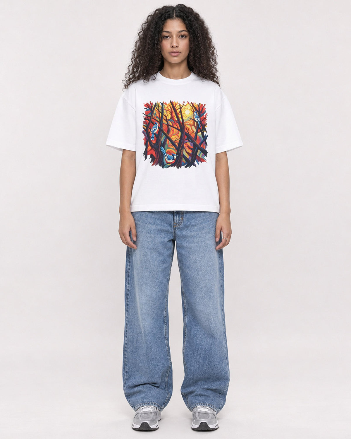 Mockup Boxy Heavyweight Tee White female full-body 10